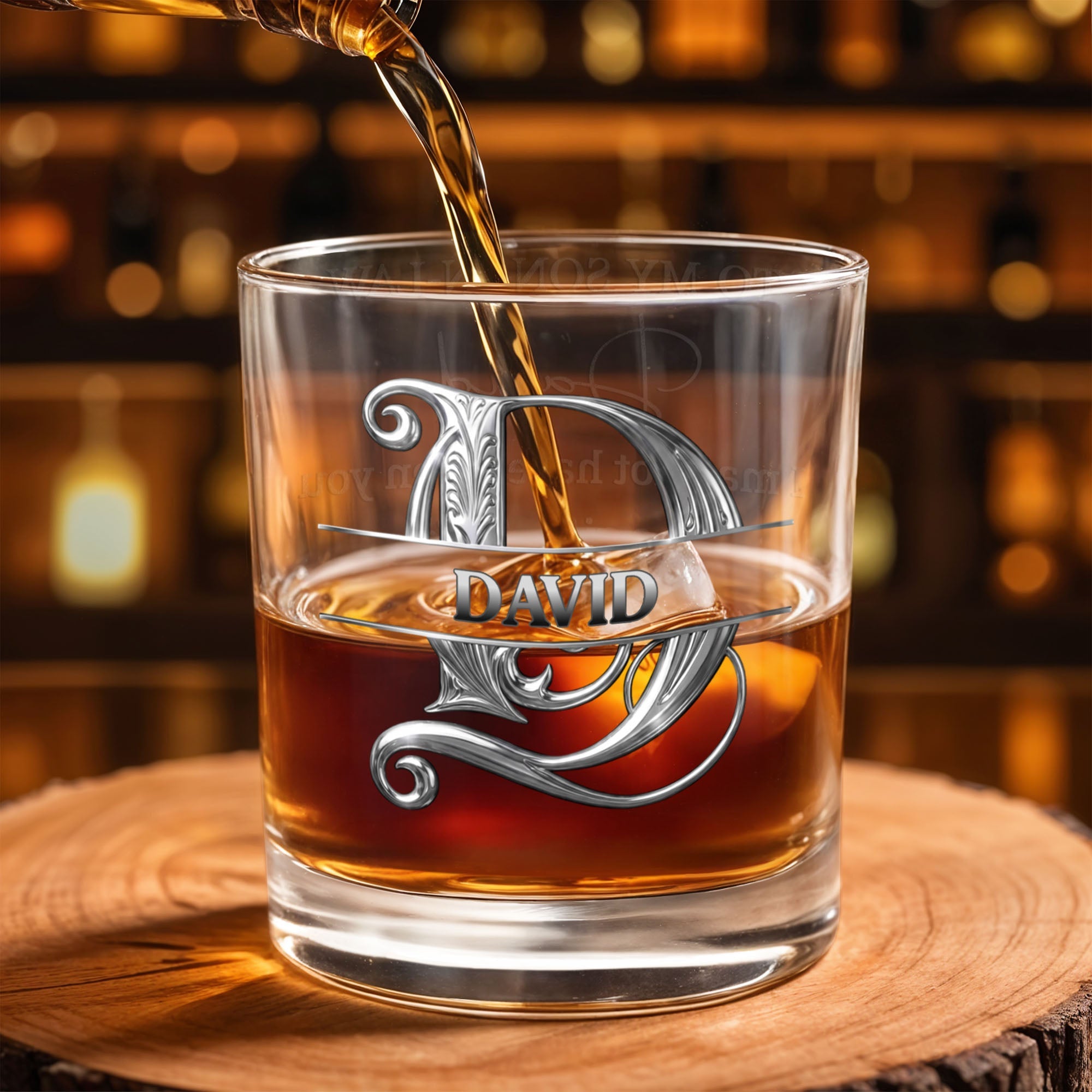 To My Son In Law Life Has Given Me The Gift Of You Monogram Initial - Personalized Custom Whiskey Glass - SILA090_RWG