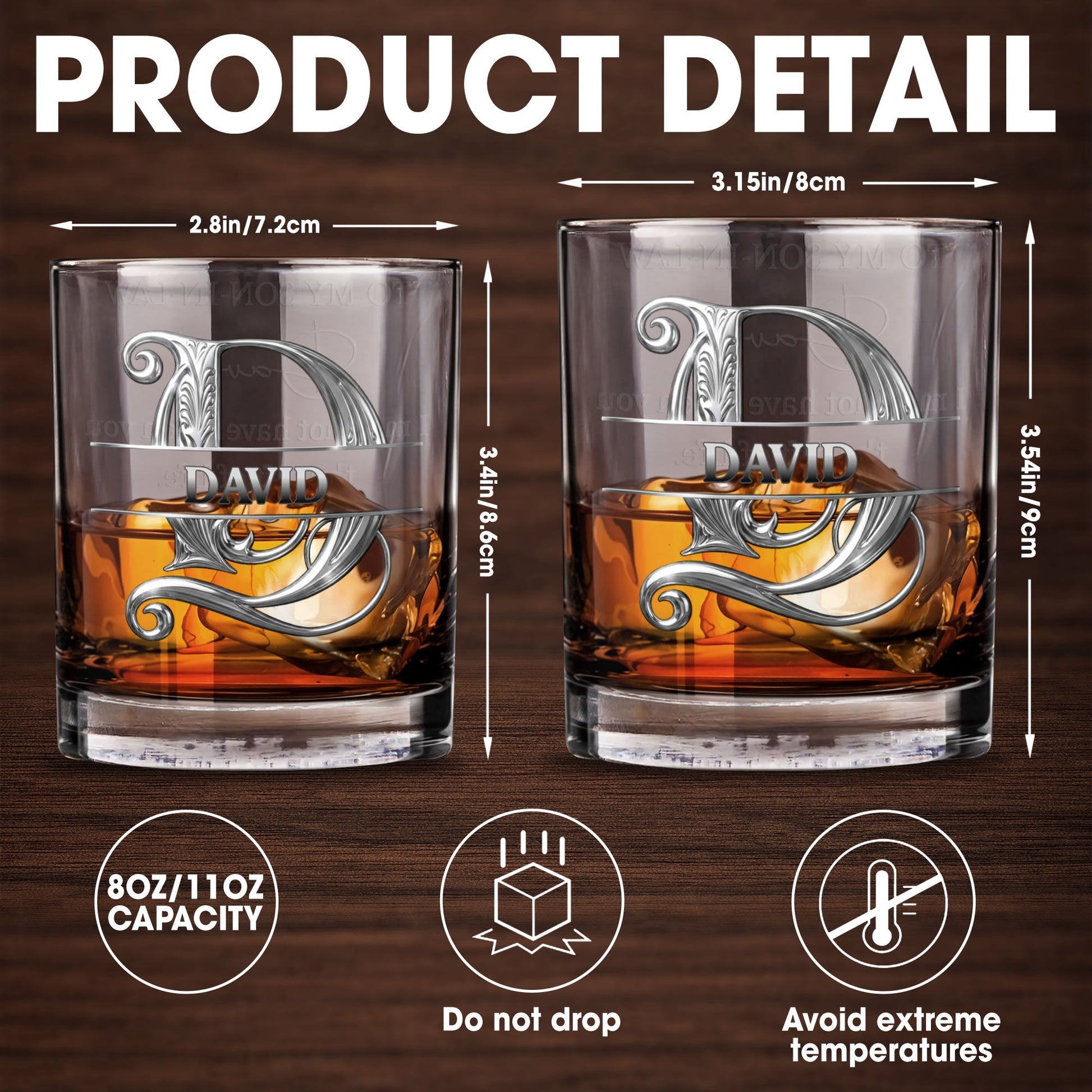 To My Son In Law Life Has Given Me The Gift Of You Monogram Initial - Personalized Custom Whiskey Glass - SILA090_RWG
