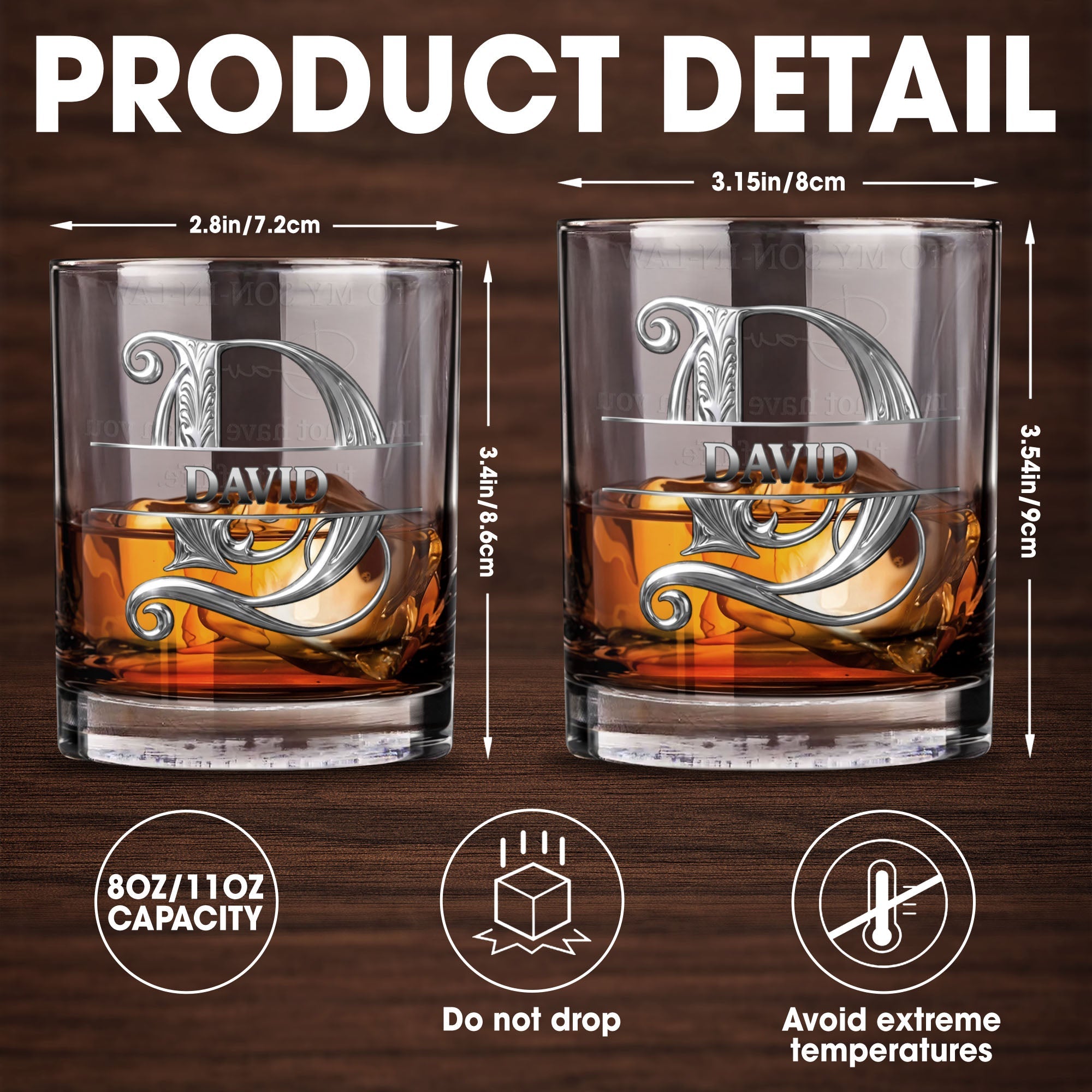 To My Son In Law Life Has Given Me The Gift Of You Monogram Initial - Personalized Custom Whiskey Glass - SILA090_RWG