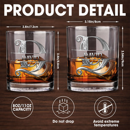 To My Son In Law Life Has Given Me The Gift Of You Monogram Initial - Personalized Custom Whiskey Glass - SILA090_RWG