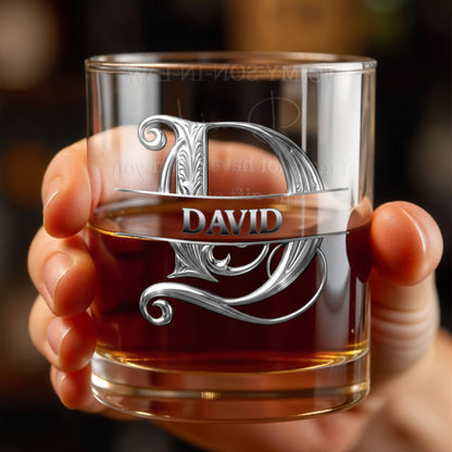 To My Son In Law Life Has Given Me The Gift Of You Monogram Initial - Personalized Custom Whiskey Glass - SILA090_RWG