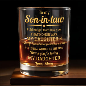 To My Son-in-law, Thank You For Loving My Daughter Golden Star - Personalized Custom Whiskey Glass - SILA091_RWG