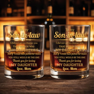 To My Son-in-law, Thank You For Loving My Daughter Golden Star - Personalized Custom Whiskey Glass - SILA091_RWG