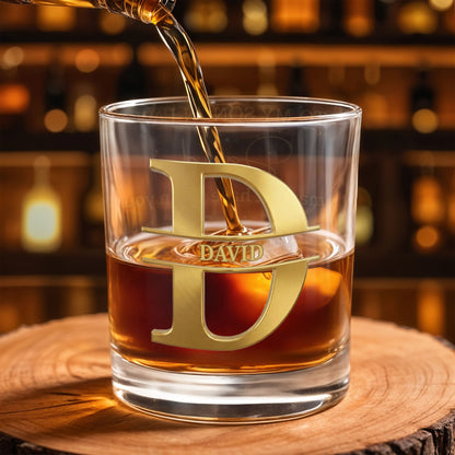 To My Son In Law Gift Of Life Golden Alphabet Art - Personalized Custom Whiskey Glass - SILA093_RWG
