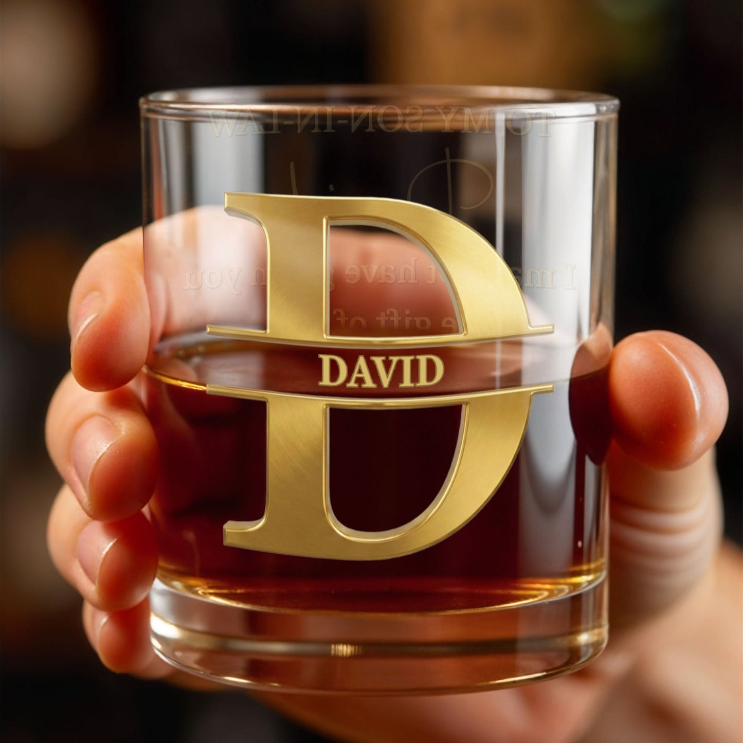 To My Son In Law Gift Of Life Golden Alphabet Art - Personalized Custom Whiskey Glass - SILA093_RWG
