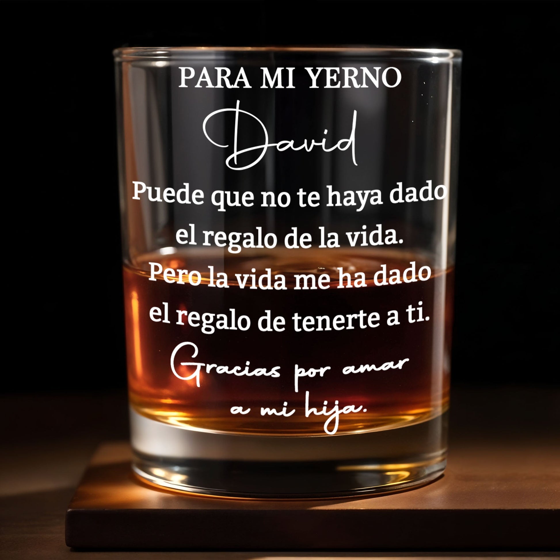 Para Mi Yerno Spanish Message To My Son In Law Heartfelt Quote - Personalized Custom Whiskey Glass - SILA094_RWG