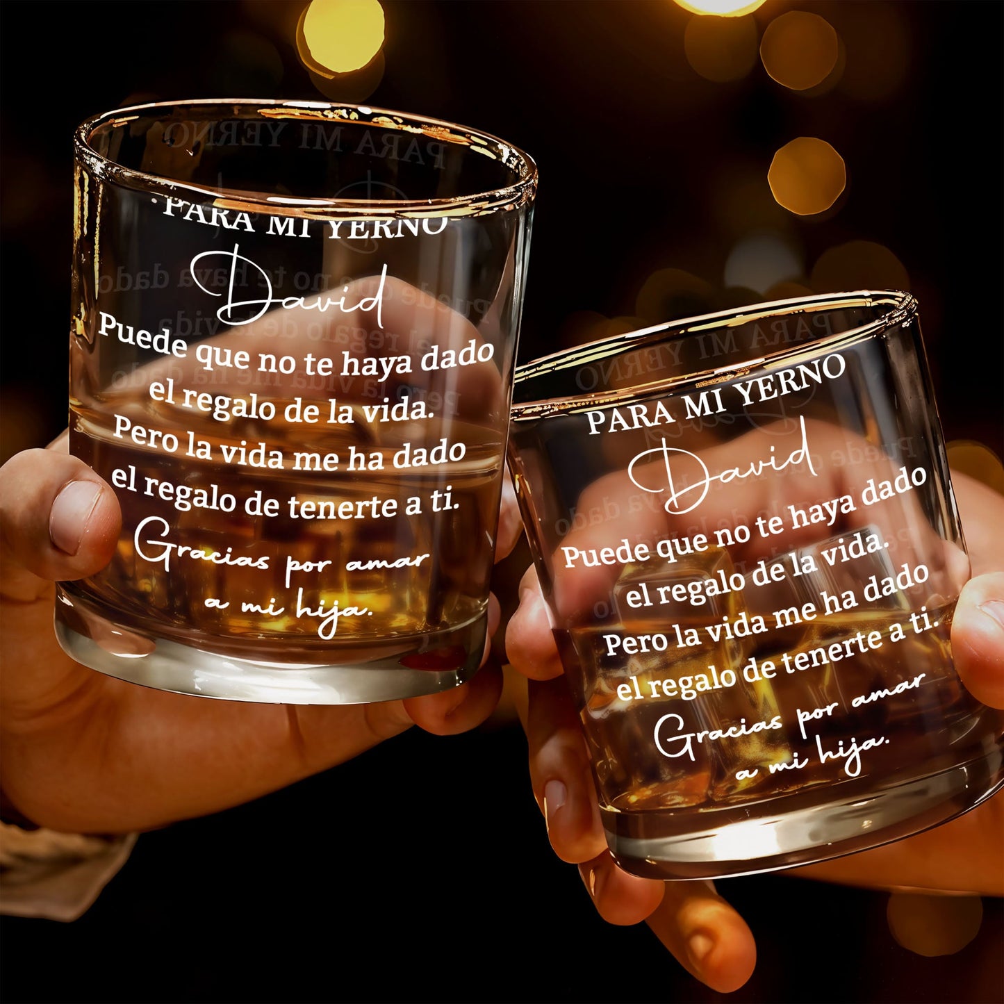 Para Mi Yerno Spanish Message To My Son In Law Heartfelt Quote - Personalized Custom Whiskey Glass - SILA094_RWG