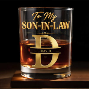 To My Son In Law Custom Monogram Initial - Personalized Custom Whiskey Glass - SILA099_RWG