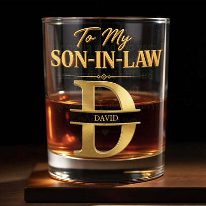 To My Son In Law Custom Monogram Initial - Personalized Custom Whiskey Glass - SILA099_RWG