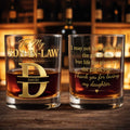 To My Son In Law Custom Monogram Initial - Personalized Custom Whiskey Glass - SILA099_RWG
