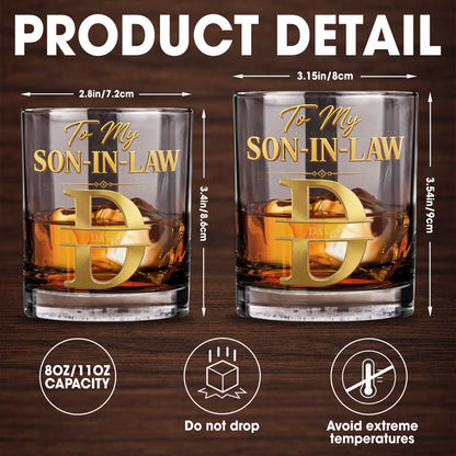 To My Son In Law Custom Monogram Initial - Personalized Custom Whiskey Glass - SILA099_RWG