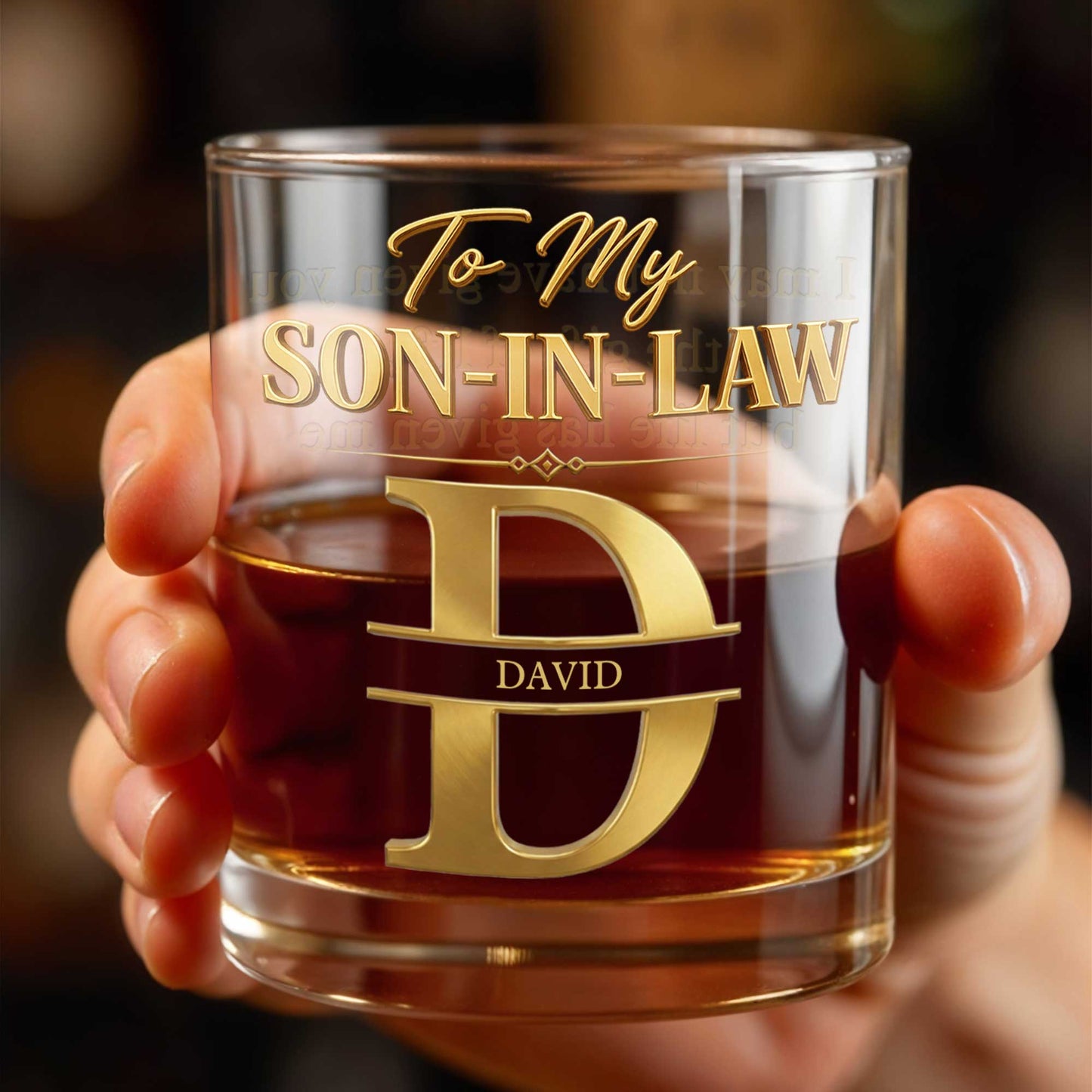 To My Son In Law Custom Monogram Initial - Personalized Custom Whiskey Glass - SILA099_RWG