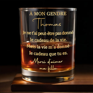À Mon Gendre Personalized Gold Text Gift For Son In Law - Personalized Custom Whiskey Glass - SILA110_RWG