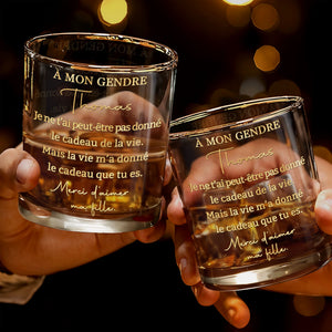 À Mon Gendre Personalized Gold Text Gift For Son In Law - Personalized Custom Whiskey Glass - SILA110_RWG