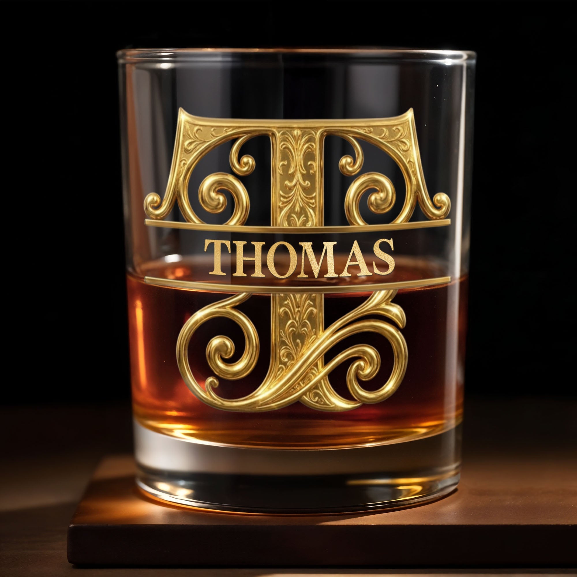 À Mon Gendre Monogram Initial Personalized Gold Lettering - Personalized Custom Whiskey Glass - SILA111_RWG