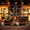 Para Mi Yerno Spanish Monogram Personalized Gold Filigree - Personalized Custom Whiskey Glass - SILA112_RWG