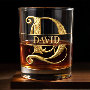 Para Mi Yerno Spanish Monogram Personalized Gold Filigree - Personalized Custom Whiskey Glass - SILA112_RWG
