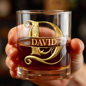 Para Mi Yerno Spanish Monogram Personalized Gold Filigree - Personalized Custom Whiskey Glass - SILA112_RWG