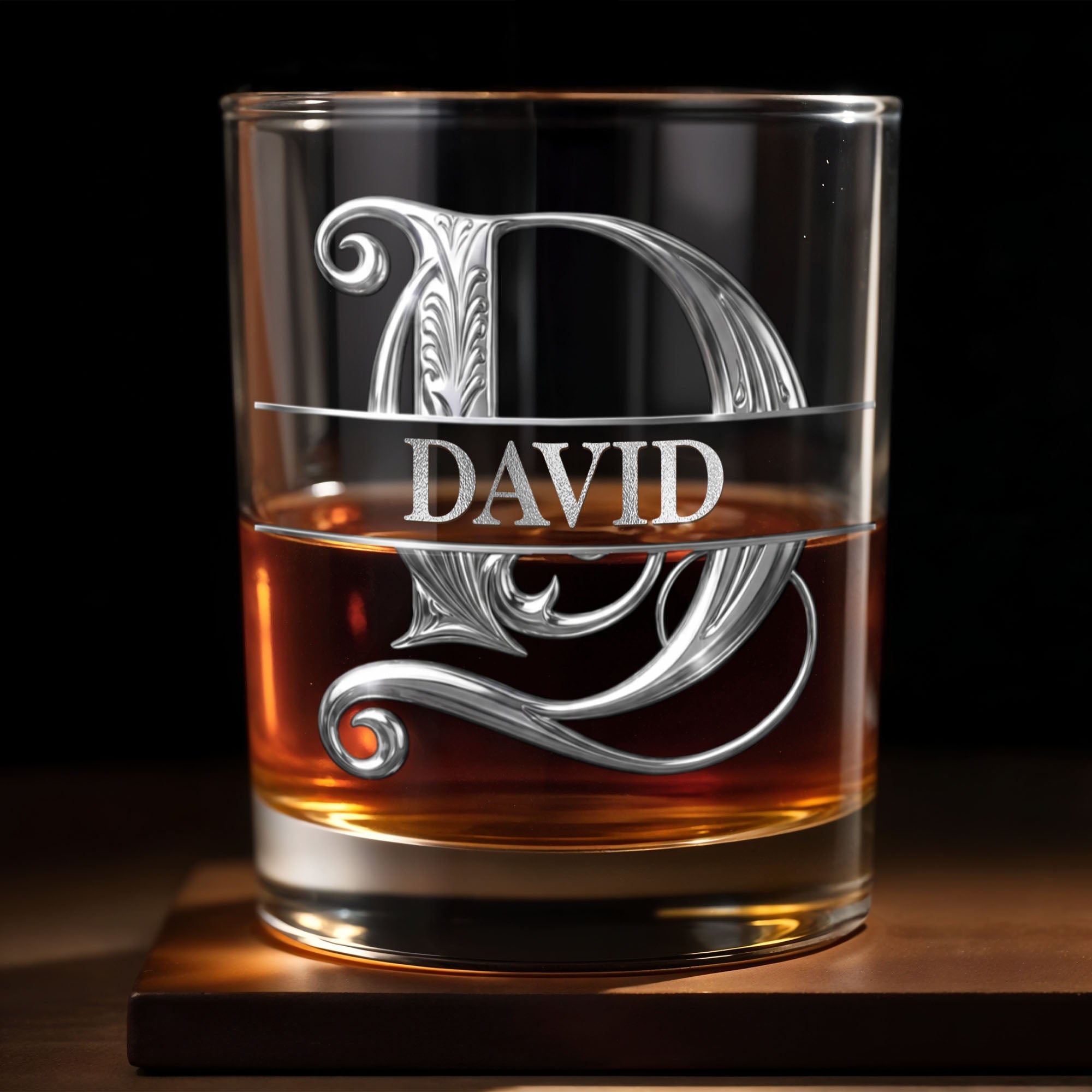 Para Mi Yerno Monogram Letter Gift For Son In Law - Personalized Custom Whiskey Glass - SILA113_RWG