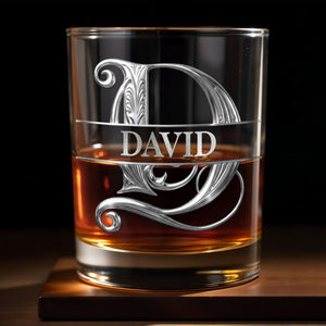Para Mi Yerno Monogram Letter Gift For Son In Law - Personalized Custom Whiskey Glass - SILA113_RWG