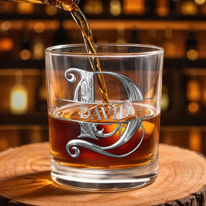 Para Mi Yerno Monogram Letter Gift For Son In Law - Personalized Custom Whiskey Glass - SILA113_RWG