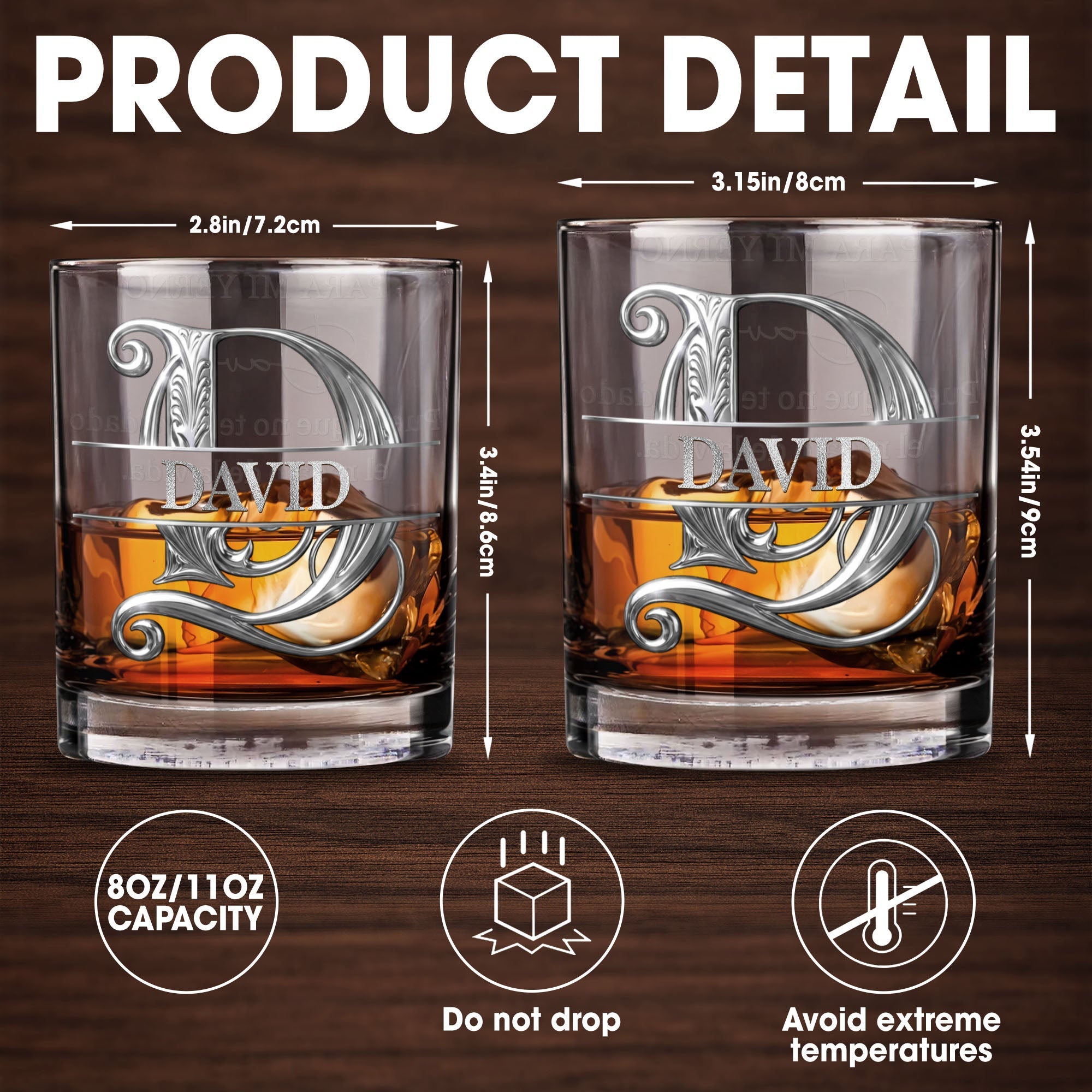 Para Mi Yerno Monogram Letter Gift For Son In Law - Personalized Custom Whiskey Glass - SILA113_RWG