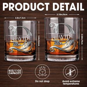 Para Mi Yerno Monogram Letter Gift For Son In Law - Personalized Custom Whiskey Glass - SILA113_RWG