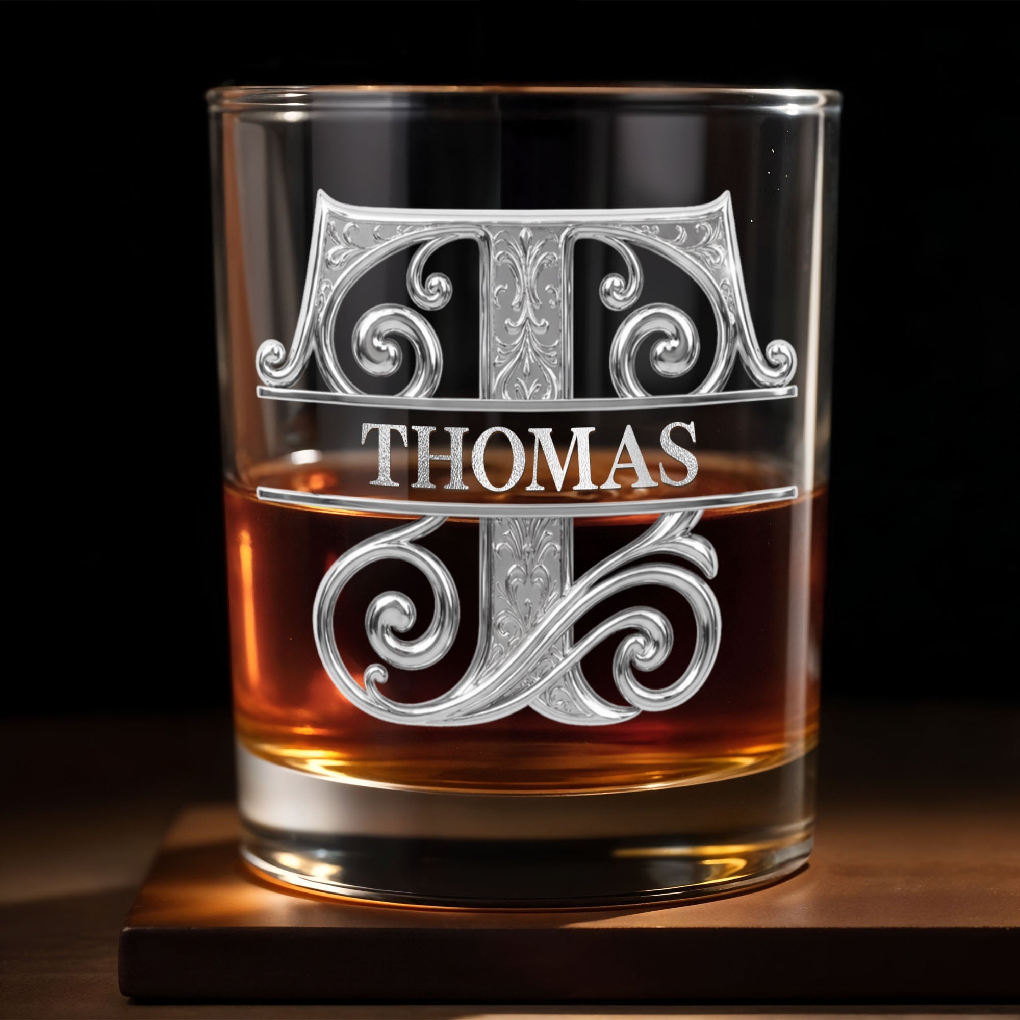 À Mon Gendre Life Gift Merci D'aimer Ma Fille Monogram Initial - Personalized Custom Whiskey Glass - SILA114_RWG