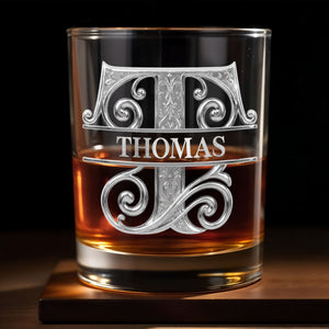 À Mon Gendre Life Gift Merci D'aimer Ma Fille Monogram Initial - Personalized Custom Whiskey Glass - SILA114_RWG