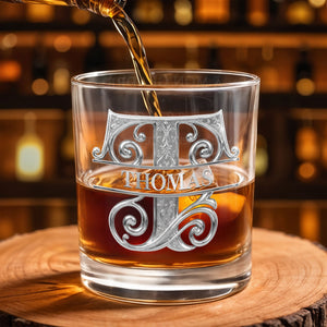 À Mon Gendre Life Gift Merci D'aimer Ma Fille Monogram Initial - Personalized Custom Whiskey Glass - SILA114_RWG