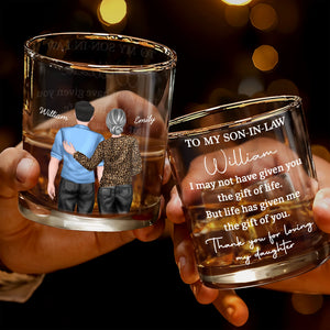 To My Son In Law Gift Of Life Man And Woman Design - Personalized Custom Whiskey Glass - SILA118_RWG