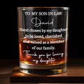 To My Son In Law Hand Chosen By My Daughter Typography - Personalized Custom Whiskey Glass - SILA122_RWG