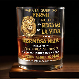 Para Mi Querido Yerno Lion Art Personalized Spanish Gift For Son In Law - Personalized Custom Whiskey Glass - SILA123_RWG