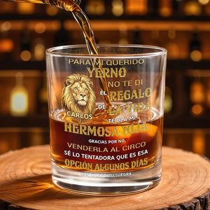 Para Mi Querido Yerno Lion Art Personalized Spanish Gift For Son In Law - Personalized Custom Whiskey Glass - SILA123_RWG