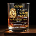 À Mon Cher Gendre Lion Art Gift For Son In Law - Personalized Custom Whiskey Glass - SILA124_RWG