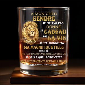 À Mon Cher Gendre Lion Art Gift For Son In Law - Personalized Custom Whiskey Glass - SILA124_RWG