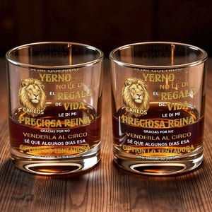 A Mi Querido Yerno Golden Lion Personalized Message For Son In Law - Personalized Custom Whiskey Glass - SILA128_RWG