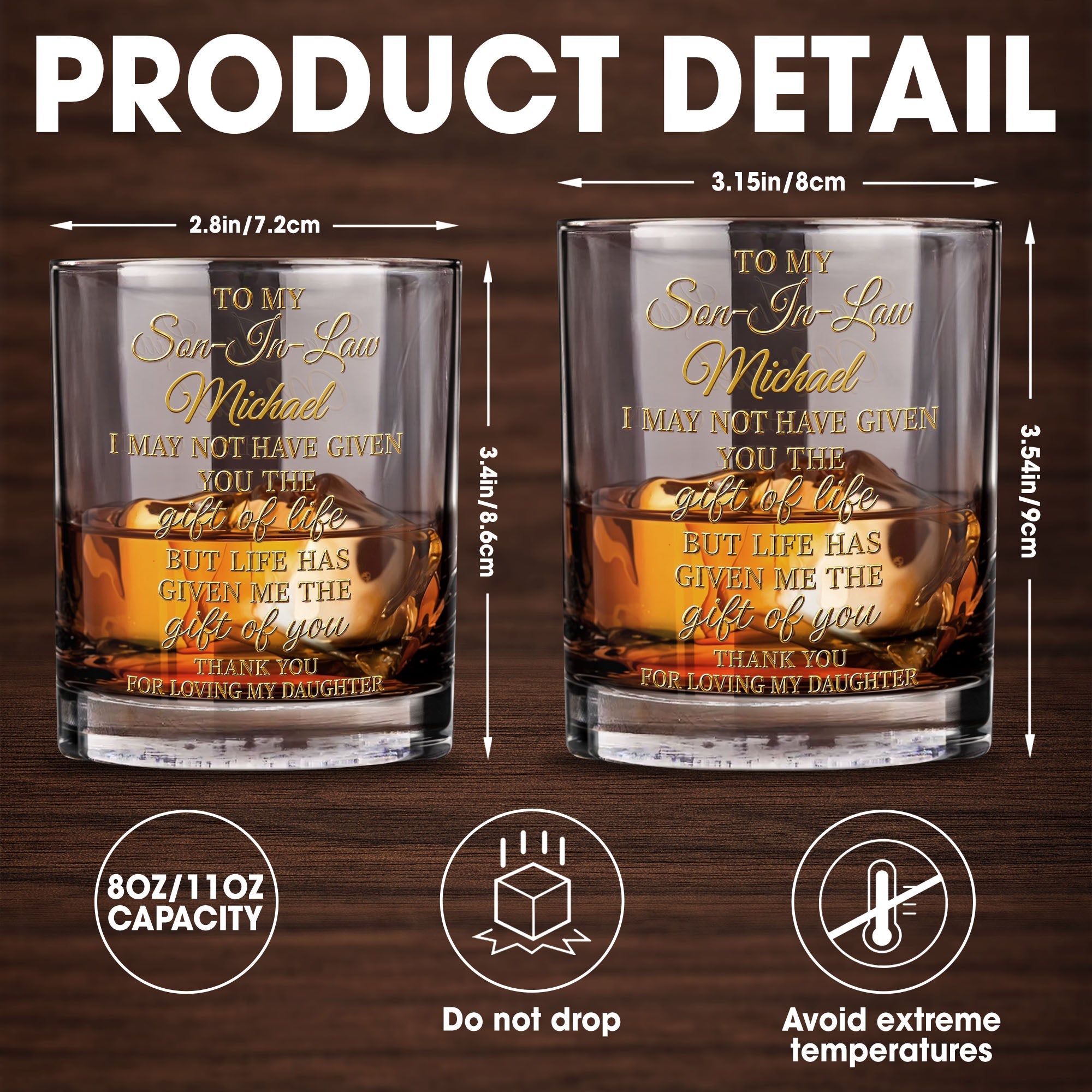 To My Son-In-Law I May Not Have Given You Life 3D Gold Effect - Personalized Custom Whiskey Glass - SILA129_RWG