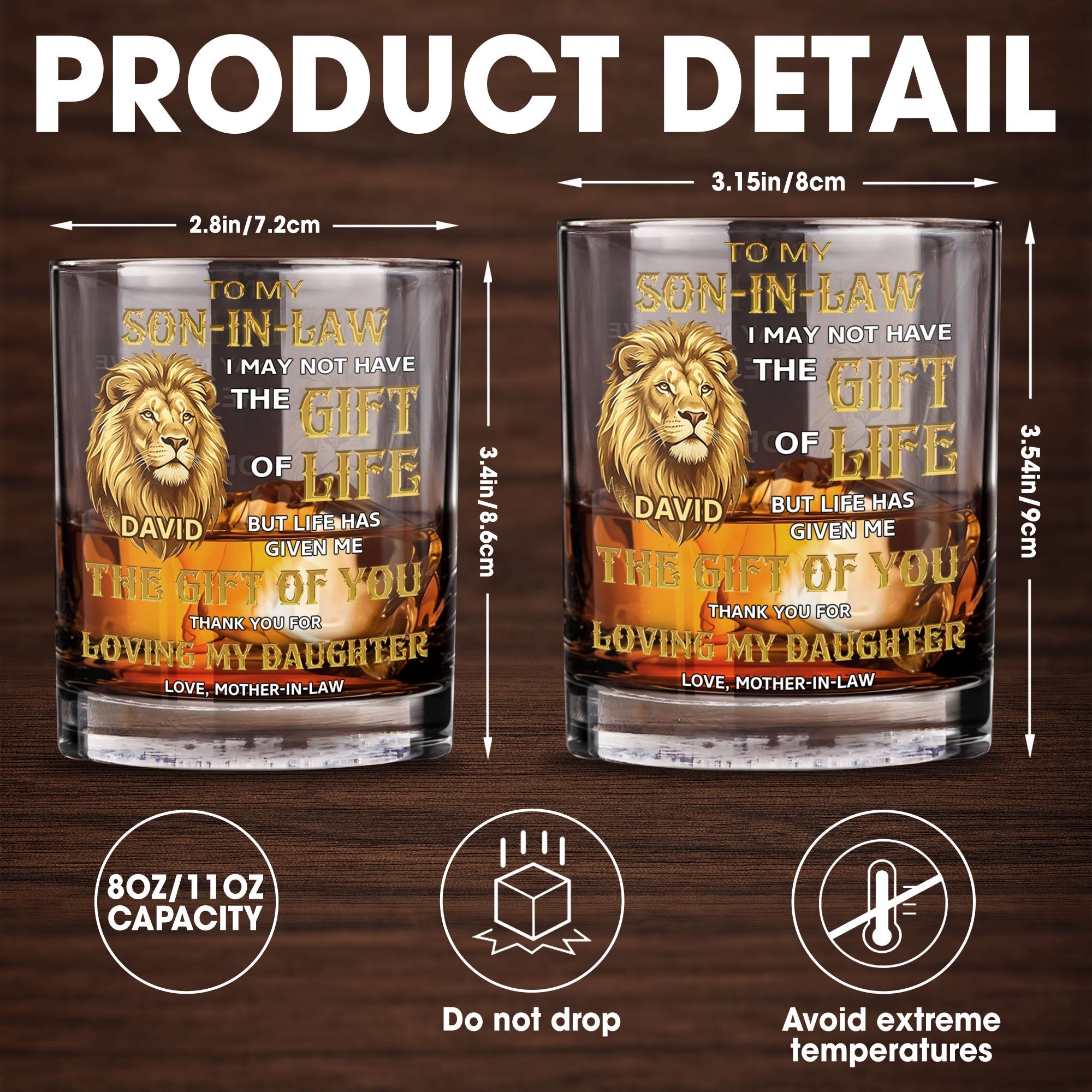 To My Son In Law The Gift Of You Lion Art - Personalized Custom Whiskey Glass - SILA133_RWG