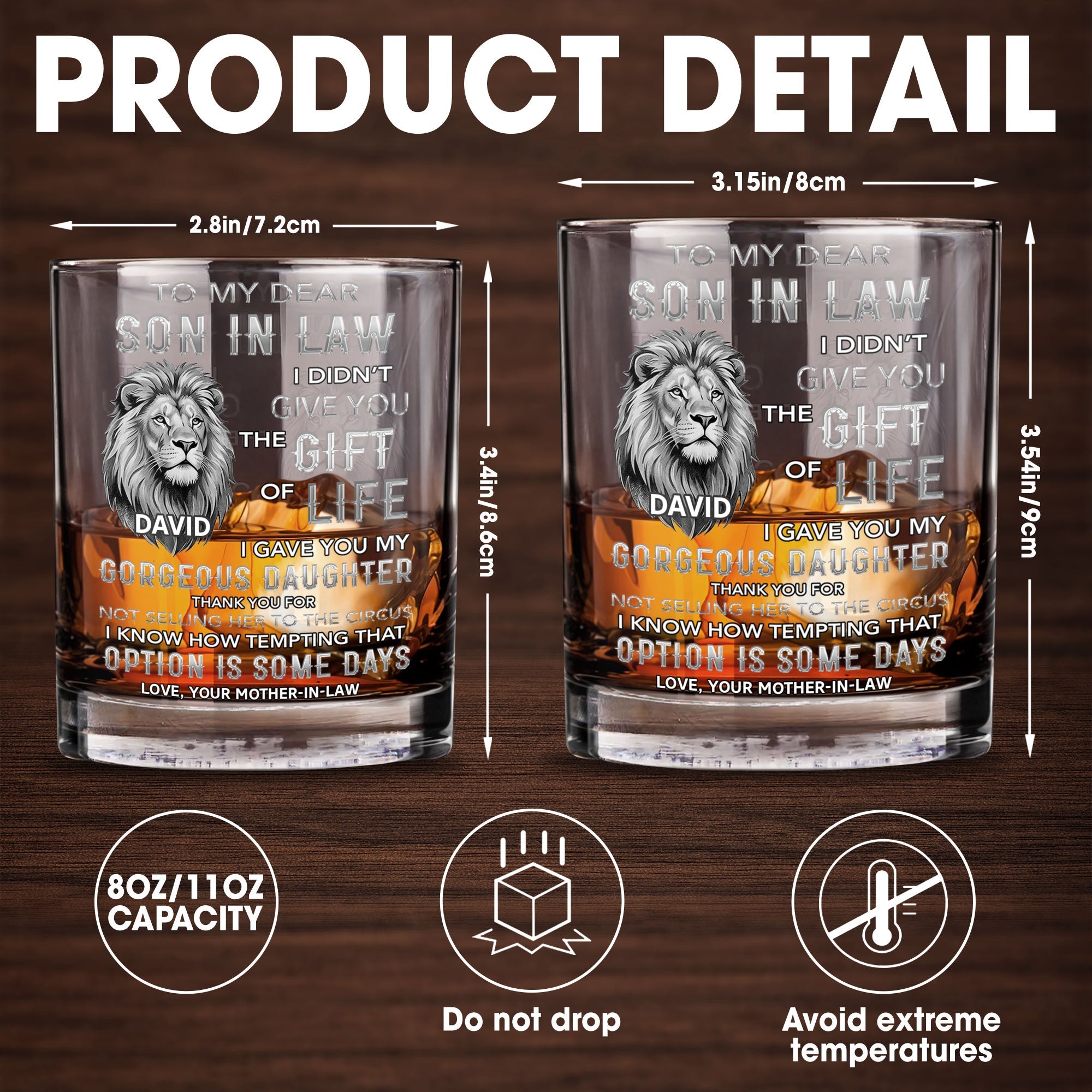 To My Dear Son In Law I Gave You My Gorgeous Daughter Lion Art - Personalized Custom Whiskey Glass - SILA134_RWG