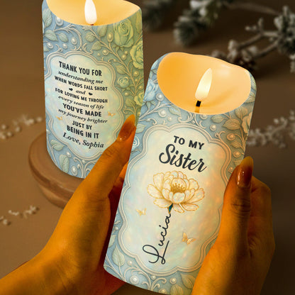 Thank You For Understanding Me, Flower And Butterflies - Personalized Custom LED Candle - SIS004_LECA