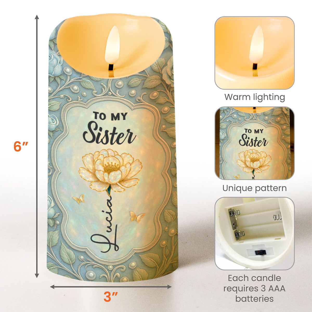 Thank You For Understanding Me, Flower And Butterflies - Personalized Custom LED Candle - SIS004_LECA