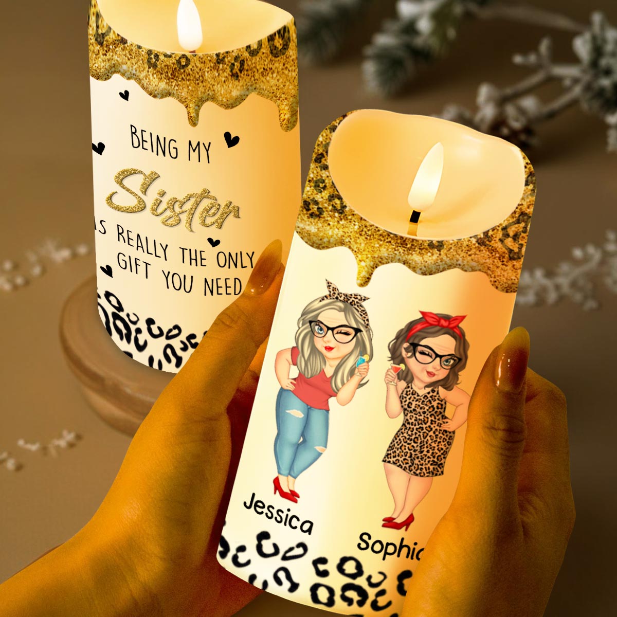 Being My Sister Is Really The Only Gift You Need - Personalized Custom LED Candle - SIS006_LECA