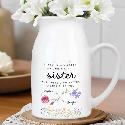 No Better Friend Than A Sister Birth Month Flowers - Personalized Ceramic Flower Vase