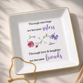 Through Marriage We Became Sisters Floral Infinity Symbol - Personalized Custom Jewelry Dish, Square Ceramic Dish - SIS061_SCRD
