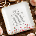 To My Sister On Your Wedding Day Personalized Birth Month Flowers - Personalized Custom Jewelry Dish, Ceramic Dish, Square Shape - SIS067_SCRF