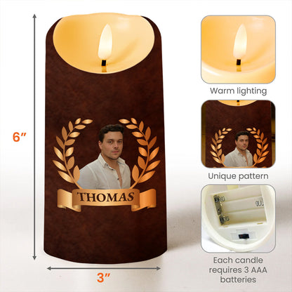 Son-In-Law Strength And Love LED Candle With Laurel Wreaths - Personalized Custom LED Candle - SON022_LECA
