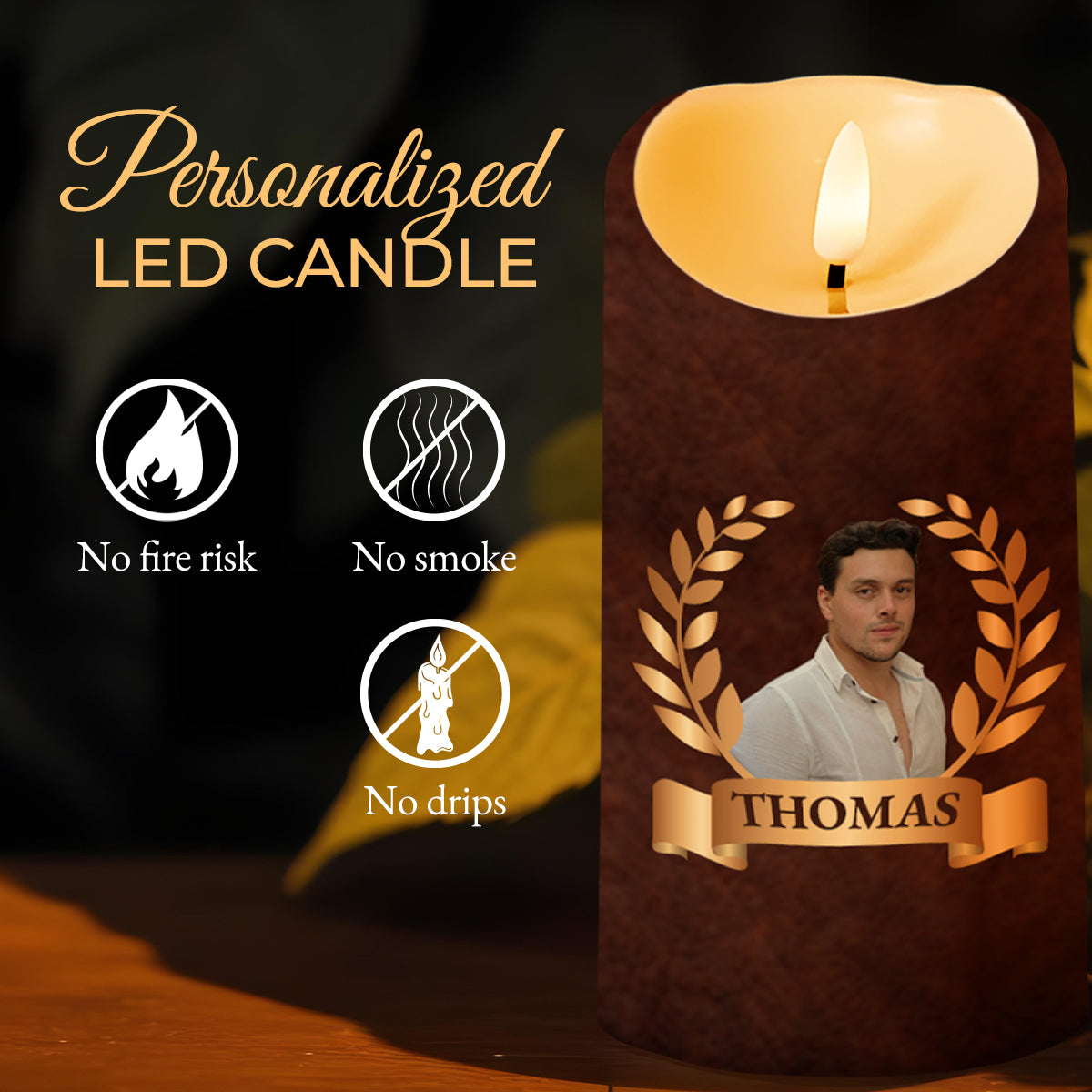 To My Stepson I Wish You Strength Wisdom And Love Laurel Wreath - Personalized Custom LED Candle - SON024_LECA