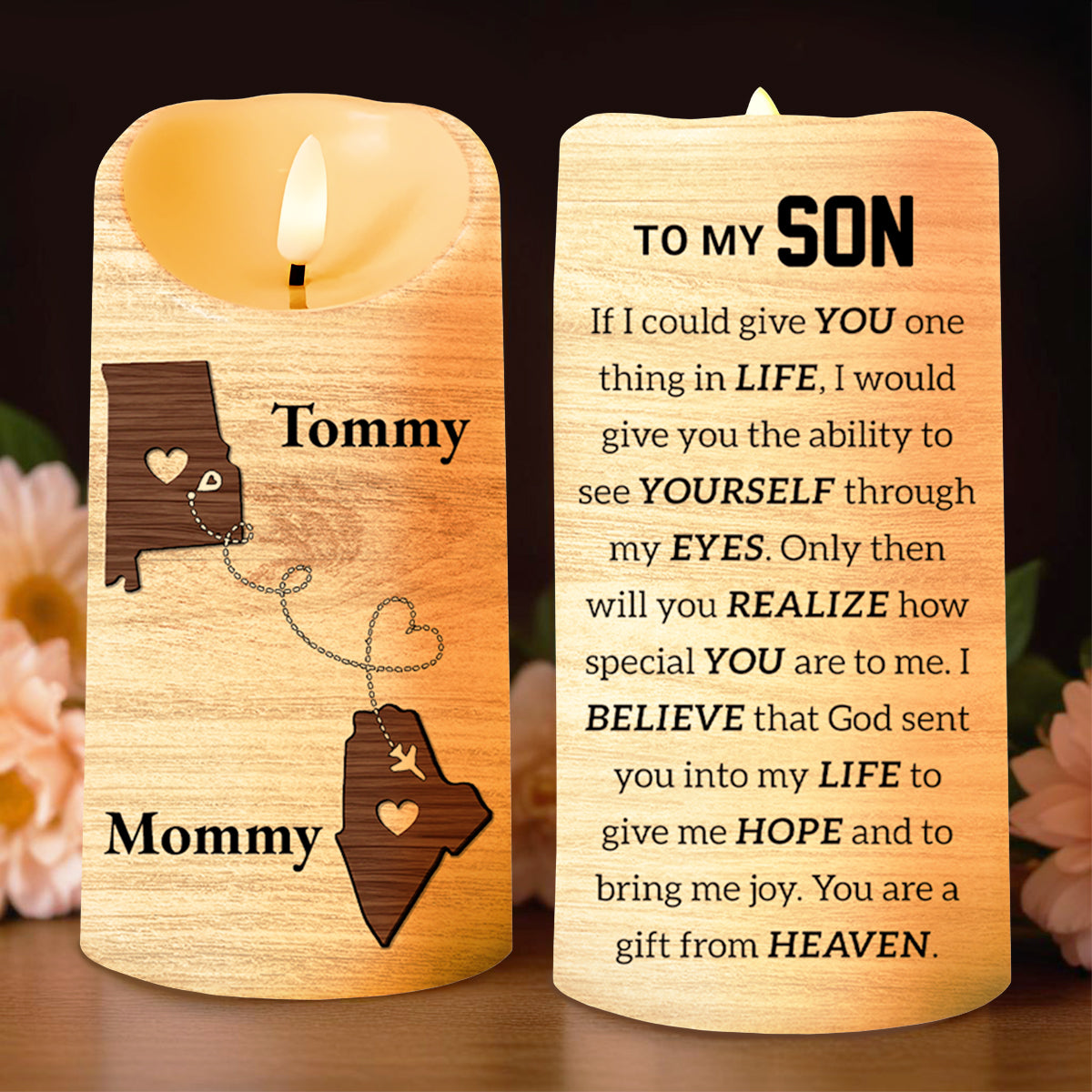 To My Child God Sent You As A Gift From Heaven - Personalized Custom LED Candle - SON026_LECA