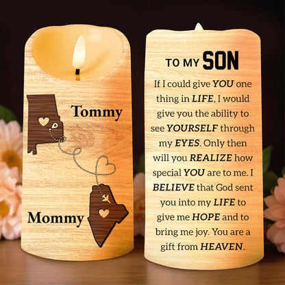 To My Child God Sent You As A Gift From Heaven - Personalized Custom LED Candle - SON026_LECA
